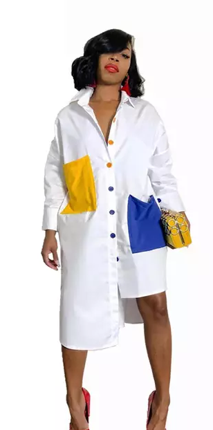 White Block out Dress