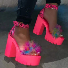 Load image into Gallery viewer, Fur Ankle Strap Platforms
