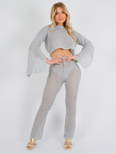 Load image into Gallery viewer, Crochet Split Sleeve Crop Top Set
