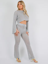 Load image into Gallery viewer, Crochet Split Sleeve Crop Top Set
