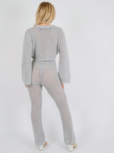 Load image into Gallery viewer, Crochet Split Sleeve Crop Top Set
