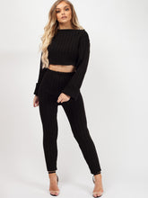 Load image into Gallery viewer, Ribbed Knitted Crop Loungewear Set

