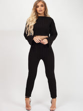 Load image into Gallery viewer, Ribbed Knitted Crop Loungewear Set
