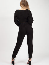 Load image into Gallery viewer, Ribbed Knitted Crop Loungewear Set
